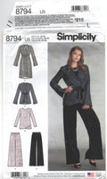 Simplicity 8794 Jacket in Two Lengths, Knit Top and Pants, Uncut, Factory Folded, Sewing Pattern Size 16-24