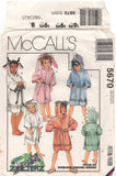 McCall's 5670 Zooterz Child's Hooded, Novelty, Animal Robes, Uncut, Factory Folded Sewing Pattern Size 2-6