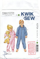 Kwik Sew 2704 Unisex Child's Sleeper and Jumpsuit, Uncut, Factory Folded Sewing Pattern Multi Size 4-14