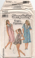 Simplicity 8092 Women's Sleepwear: Robe, Nightgown and Baby Dolls, Part Cut, Complete Sewing Pattern Multi Size 6-20