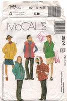 McCall's 2974 Unlined Hooded Jacket or Vest, Skirt and Pants, Uncut, Factory Folded, Sewing Pattern Size 7-10