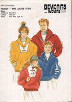 Bevknits 3002 Unisex Adult and Child Loose Fitting Pullover Tops, Uncut, Factory Folded Sewing Pattern Multi Plus Size 21"-46"