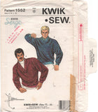 Kwik Sew 1552 Men's Pullover Sweater with Round or V-Neckline, Uncut, Factory Folded Sewing Pattern Multi Size 34-48