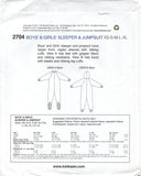 Kwik Sew 2704 Unisex Child's Sleeper and Jumpsuit, Uncut, Factory Folded Sewing Pattern Multi Size 4-14