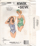 Kwik Sew 1586 Lingerie: Teddy with V-Neckline and High Cut Panties, Uncut, Factory Folded, Sewing Pattern Multi Size 31.5 to 41.5