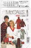 McCall's 5770 Unisex Sleepwear: Tops, Pants, Nightshirts and Dog Coat, Uncut, Factory Folded Sewing Pattern Multi Size 29.5-36