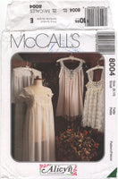 McCall's 8004 Alicyn Sleepwear: Nightgown, Robe and Baby Doll, Uncut, Factory Folded Sewing Pattern Size 8-10