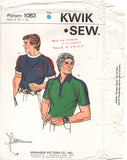 Kwik Sew 1083 Men's Sports Shirts with Short Sleeves, Uncut, Factory Folded Sewing Pattern Multi Size 34-48