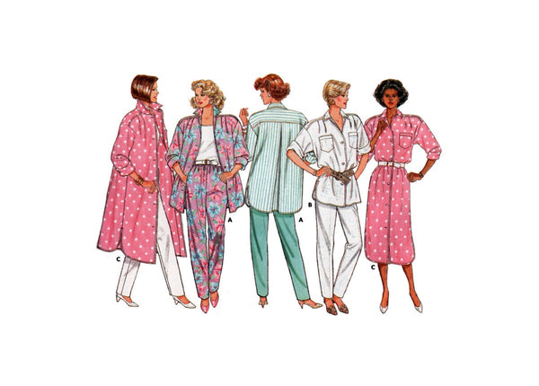 Butterick 3755 Loose Fitting Straight Shirt Dress or Longline Shirt and Pants, Uncut, Factory Folded Sewing Pattern Size 8-14