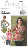 Butterick 6217 Retro Look, Button Front Blouse in Three Styles, Uncut, Factory Folded Sewing Pattern Multi Size 4-12