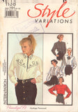 Style 1138 Sewing Pattern, Women's Set of Shirts, Size 6-12, Neatly Cut, Complete