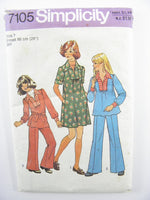 Simplicity 7105 Girls' Boho Style Dress or Top and Pants Uncut, Factory Folded Sewing Pattern Size 7