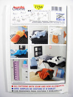 Burda 7754 Children's Stuffed Animals, Cushions & Wall Mounted Measuring Tape/Growth Chart Uncut, Factory Folded, Sewing Pattern