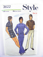 Style 3622 Teen Boys' and Men's Jacket, HipsterTrousers and Shorts Partially Cut, Complete Sewing Pattern Size 14