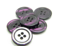 Vintage 1960's 16 mm (5/8") Pearlescent Eggplant / Dark Purple Lucite Moonglow 4 Hole Buttons 6 pieces