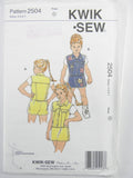 Kwik Sew 2504 Girls' Panelled, Three Yoke Vest and Skort with Optional Applique, Uncut, Factory Folded Sewing Pattern Size 4-7