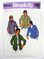 Simplicity 6643 Mens' or Teen Boys' Safari Style Shirt Jackets with Front Button or Zipper Opening Sewing Pattern Size 36 Neck 37 cm