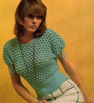 Vintage 70s Knitted Blouse Top Pattern Bust Size 32-36 Instant Download PDF 2.5 pages