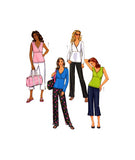 Butterick 4404 Long Sleeve or Sleeveless Top, Pants in Two Lengths and Tote Bag, Sewing Pattern Multi Size 4-14