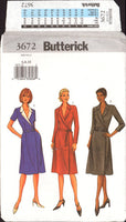 Butterick 3672 Fitted, A-Line Wrap Dress with Sleeve Length Variations, Sewing Pattern Size 6-10