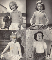 Patons 370 Knitting Book - Eight 50s Knitting Patterns for Girls' Cardigans and Tops Instant Download PDF 16 pages